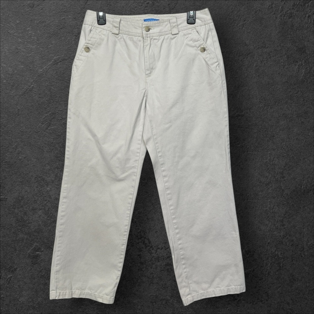 Dockers Women Nouveau Fit Khaki Pants 8P Medium Stone Cotton Straight Leg